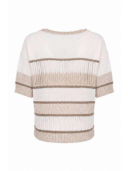 Maglia traforata in cotone e viscosa a righe D. Exterior | 623281BIAN